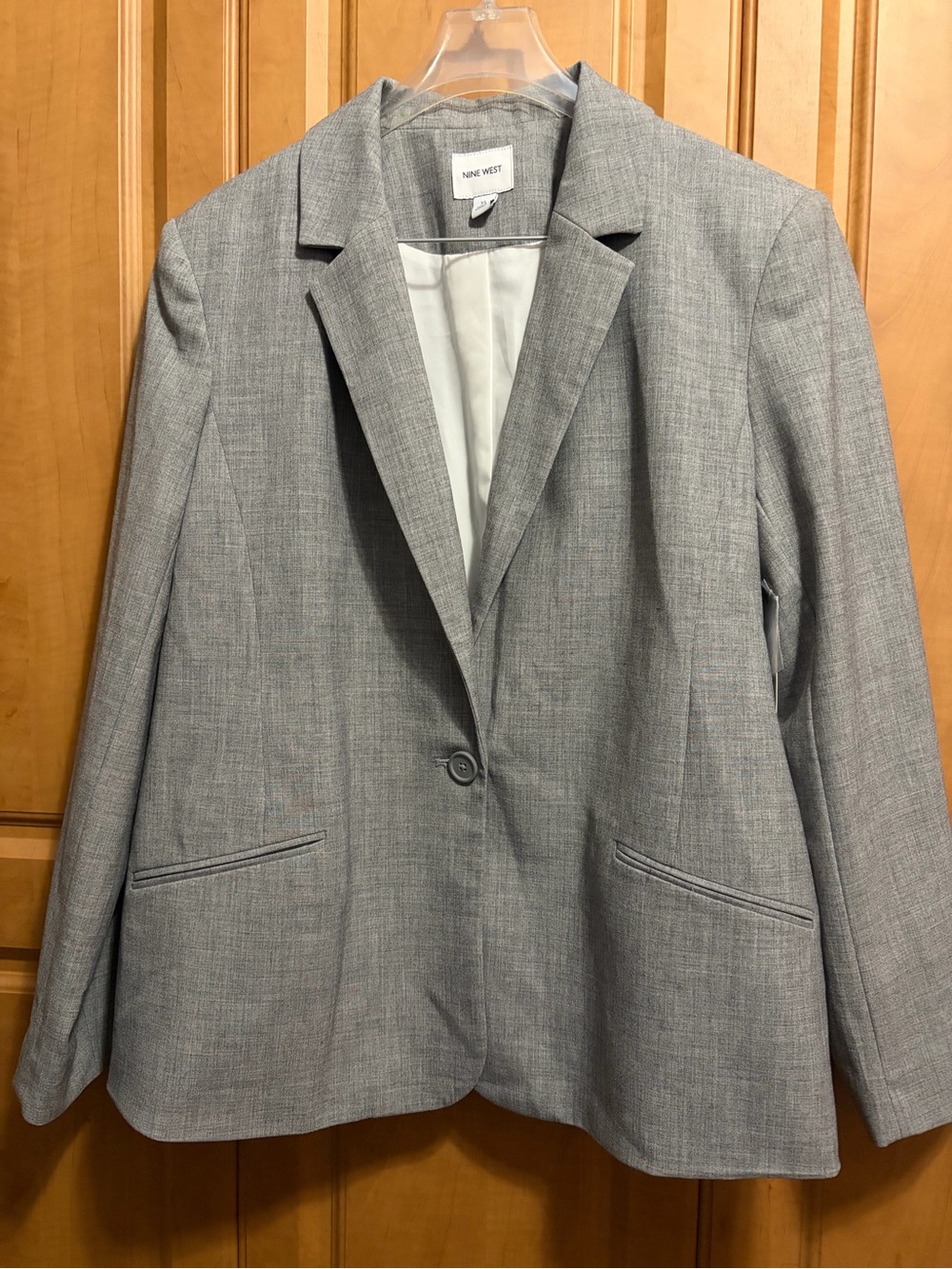 Nine West Women's Gray Single-Button Blazer - Picture 1 of 5